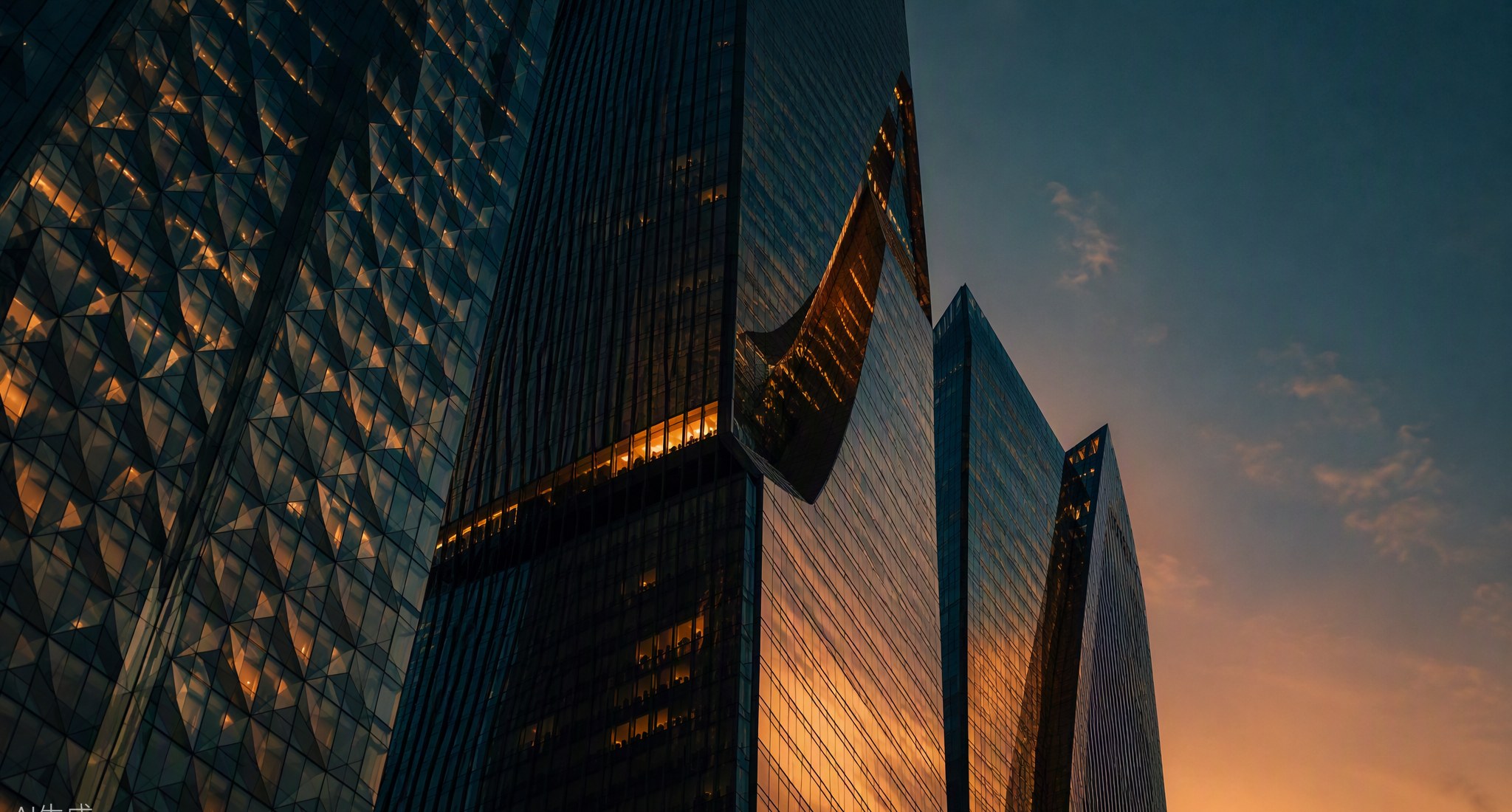 Modern Riyadh towers at dusk, glass and steel